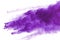 Purple powder explosion on white background. Colored cloud. Colorful dust explode. Paint Holi