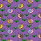 Purple print, Colorful cute little snails crawling among plants, seamless square pattern
