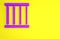 Purple Prison window icon isolated on yellow background. Minimalism concept. 3d illustration 3D render