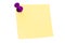 Purple push pin with blank sticky note