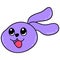 Purple rabbit animal head laughing happily looking up. doodle icon drawing