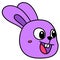 purple rabbit head emoticon with long ears  happy smiling face  doodle icon image kawaii