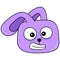 Purple rabbit head gawking furiously, doodle icon drawing