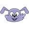 Purple rabbit laughing head emoticon. doodle icon image