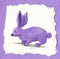 Purple rabbit on the purple background