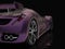 Purple racing concept car. Image of a car on a black glossy background. 3d rendering.