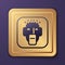 Purple Rapper icon isolated on purple background. Gold square button. Vector