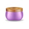 Purple realistic cosmetic jar on a white background