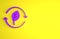 Purple Recycle symbol with leaf icon isolated on yellow background. Circular arrow icon. Environment recyclable go green