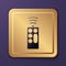 Purple Remote control icon isolated on purple background. Gold square button. Vector