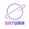 Purple Retro Saturn planet simple logo concept design