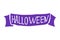 Purple ribbon with the inscription Halloween. Handmade lettering on isolated white background Vector illustration