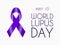 Purple ribbon isolated on white background. World Lupus Day symbol. Sign of support for people with autoimmune disease.
