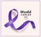 Purple ribbon loop banner for World cancer day on February 4