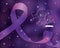 Purple ribbon and stranger together text of world cancer day vector design