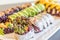 Purple rice sushi roll with mango and avocado for a vegan sushi meal