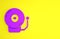 Purple Ringing alarm bell icon isolated on yellow background. Alarm symbol, service bell, handbell sign, notification