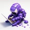 Purple Robot Using Laptop: Deconstructed Object Art Inspired By Kubisi