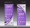 Purple roll up banner template, banner design, stand template