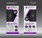 Purple Roll up banner template vector, roll up stand, banner