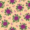 Purple rose bunches with spray paint dots effect seamless repeat pattern