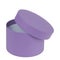 Purple round cardboard box with lid for gift