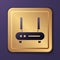 Purple Router and wi-fi signal icon isolated on purple background. Wireless ethernet modem router. Computer technology