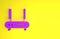 Purple Router and wi-fi signal icon isolated on yellow background. Wireless ethernet modem router. Computer technology