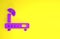 Purple Router and wi-fi signal icon isolated on yellow background. Wireless ethernet modem router. Computer technology