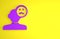 Purple Sad and depressed man, bad mood icon isolated on yellow background. Minimalism concept. 3D render illustration