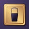 Purple Sauna bucket icon isolated on purple background. Gold square button. Vector