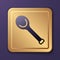 Purple Sauna ladle icon isolated on purple background. Gold square button. Vector