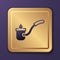 Purple Sauna ladle icon isolated on purple background. Gold square button. Vector