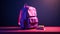 Purple school backpack on a purple background, generative AI.