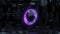 Purple scifi eye with alien ship background