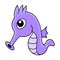 Purple seahorse swimming, doodle icon image kawaii