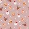 Purple seamless Christmas Santa Claus background ï¼Œreindeer and gift elements