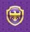 Purple Shield With Golden Eagle Vector Royal Icon floral background