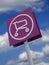 PURPLE SIGN WITH ICON OF SUPERMARKET TROLLEY