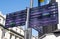 Purple signs indicating points of interest in Liverpool March 2020