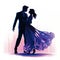 Purple silhouette of ballroom dancers