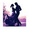 Purple silhouette of ballroom dancers