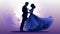 Purple silhouette of ballroom dancers