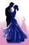 Purple silhouette of ballroom dancers