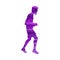 Purple silhouette of male marathon runner isolated on white background