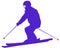 Purple Skier Flat Icon on White Background