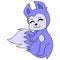 The purple skunk is happily stroking its tail feathers, doodle icon image kawaii