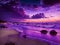 Purple Sky on a Beautiful Beach On a Beautiful Evening, Beautyful Background