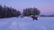 Purple Sky, Moon and Pinetrees in Swedish winter landscape of Are, Jamtland