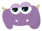 Purple smiling monster, vector or color illustration